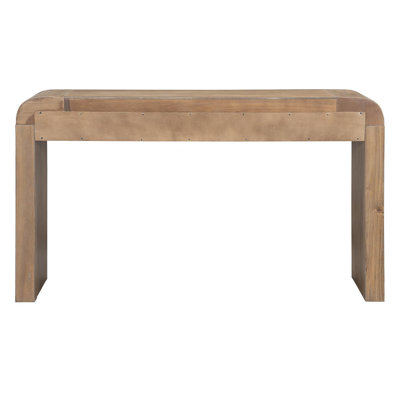 Rustic Console Table with Fluted Drawer Front, Entryway Table with Curved Corners & Thick Legs, Sturdy Sofa Table for Hallway & Living Room (Natural)