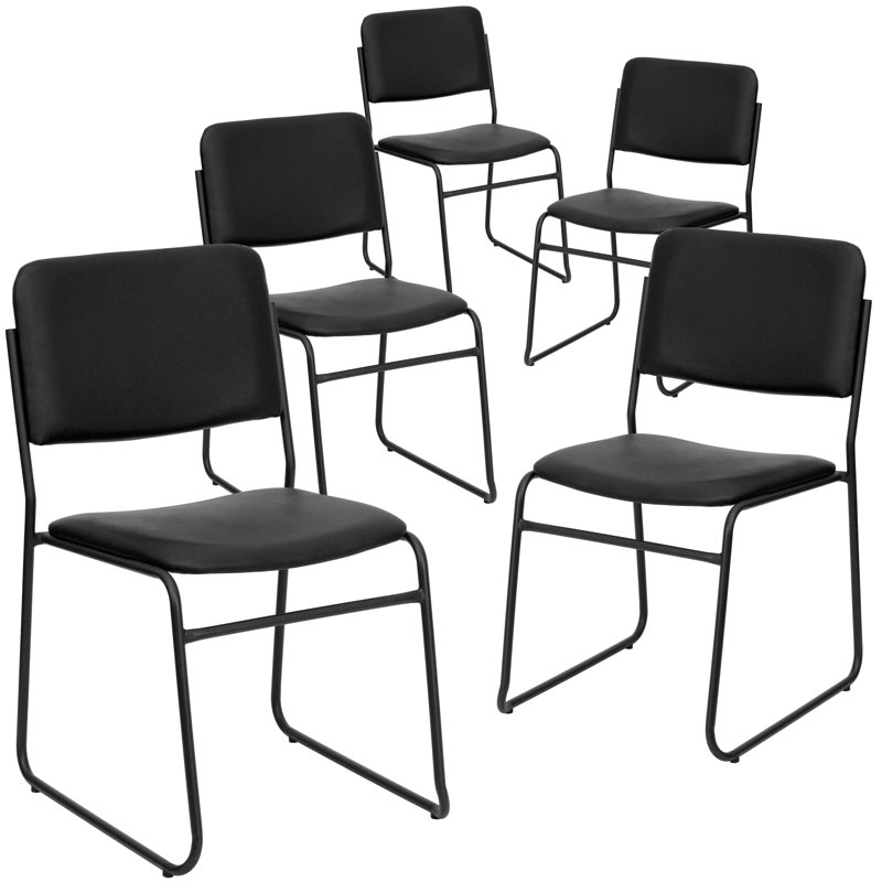 Oliverson Stacking Lobby Chairs with Padded Seats and Backs, Black