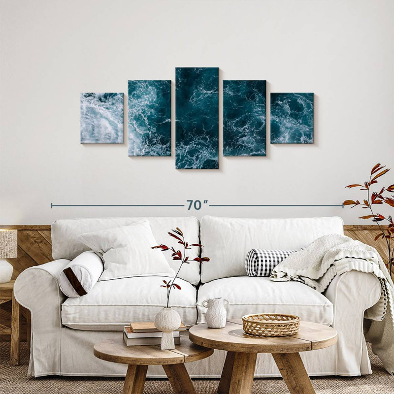 Gillard Blue Ocean Waves, H 24 po x l 55 po