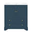 Meuble-lavabo 30 po avec lavabo en céramique, armoire de rangement autoportante moderne avec poignées dorées, portes à fermeture douce, bleu