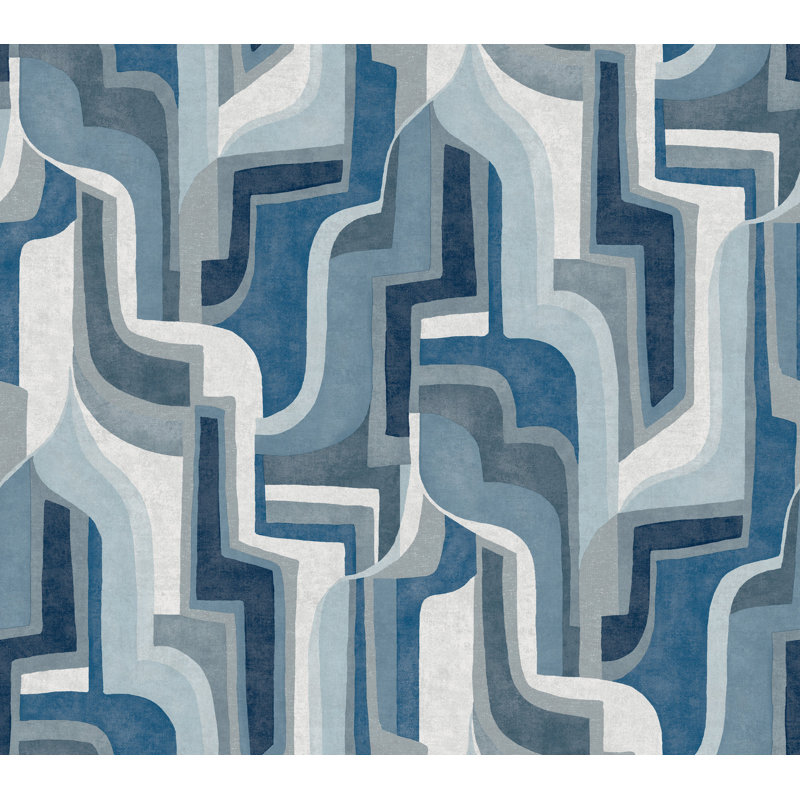 Tulum Khaki Surreal Shapes Wallpaper, Blue