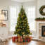 Sapin de Noël artificiel de 1,80 m en pin mélangé avec des pommes de pin, des branches, des guirlandes lumineuses DEL et un support en métal