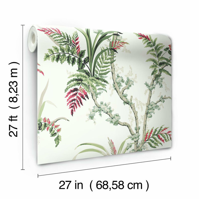 Rouleau de papier peint L 2,25 pi x l 27 po Enchanted Fern, Vert/rouge