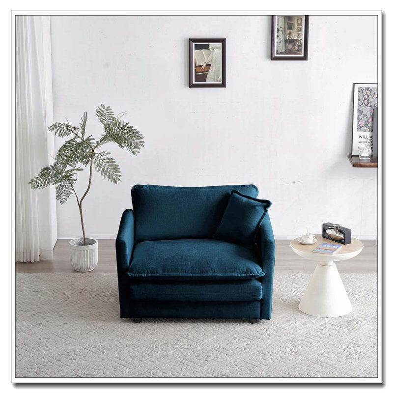Fauteuil d'appoint en chenille, fauteuil club de salon, Bleu