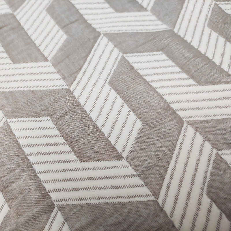 Ensemble de courtepointe réversible en mélange de coton jacquard tissé doux Geo Design Studio, Brun