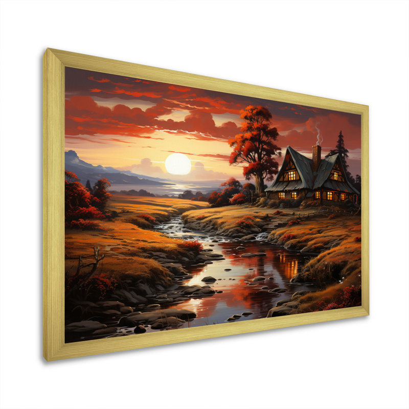Country Charm Amber Sunset, reproduction d'art sur toile, H 12 po x l 20 po x P 1 po, Encadrement doré