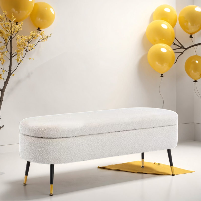 Banc de rangement rembourré en laine Montasir