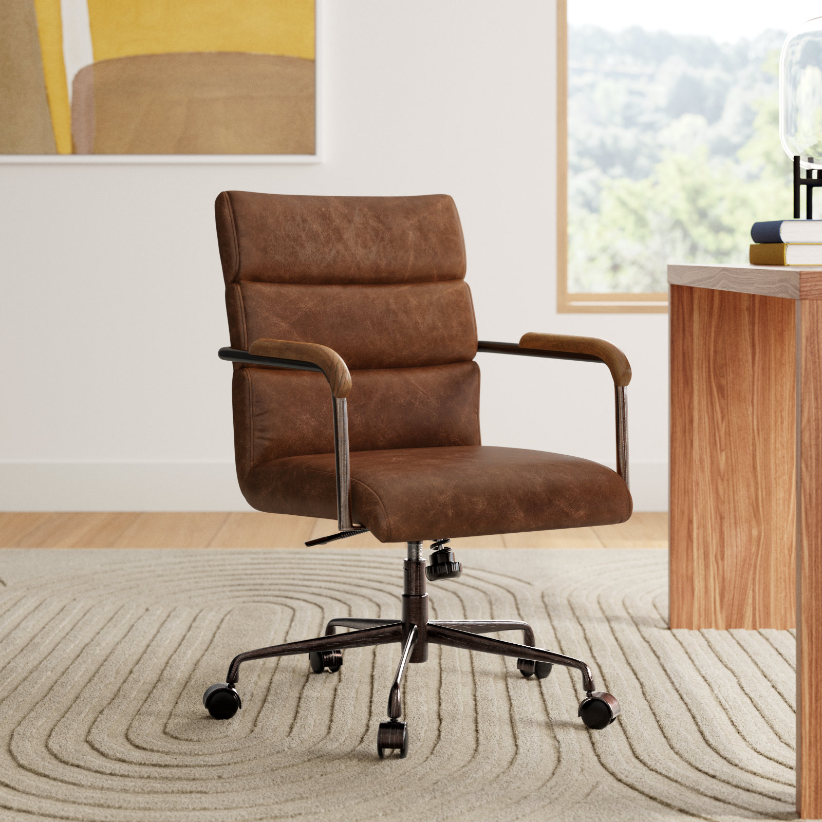 Springtown Swivel Office Chair, Retro Brown