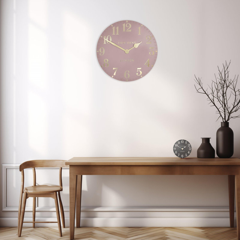 Metal Wall Clock, 51 cm H x 51 cm W x 4.4 cm D, Pink