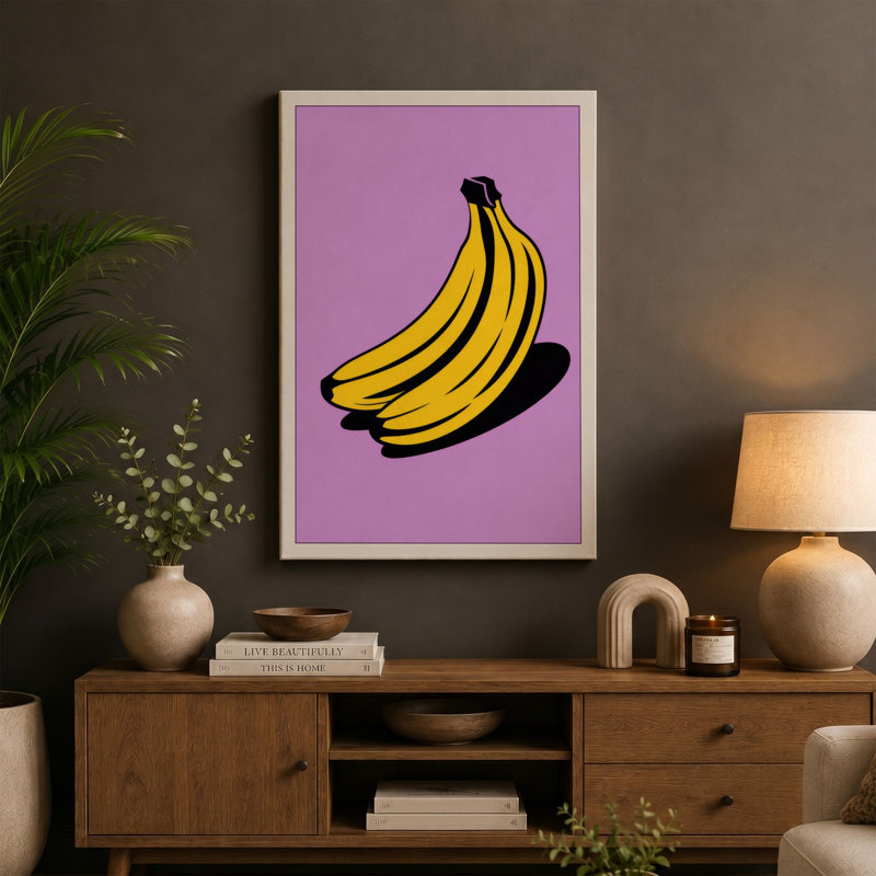 Graphic Bananas Modern - Wrapped Canvas, 24x16 - 61.0 x 40.6 cm, Cream Border
