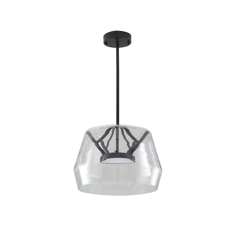 1-Light Black LED Pendant With A Clear Glass Shade