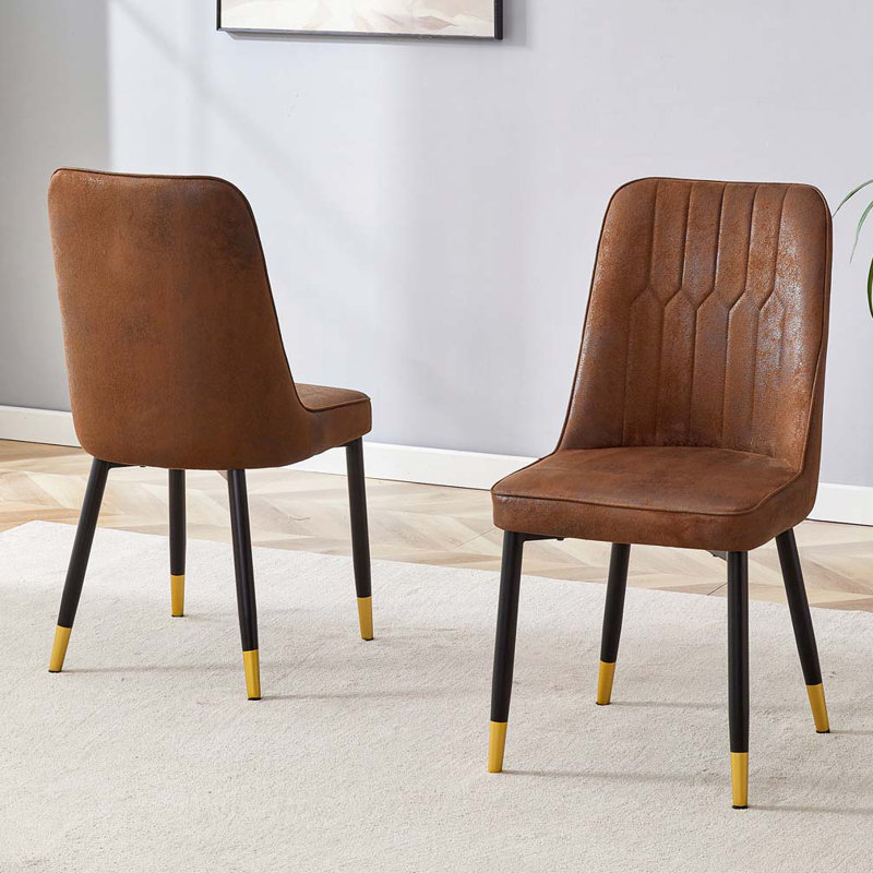 Ensemble de chaises de salle à manger rembourrées en velours avec pieds en métal et dossier rembourré
