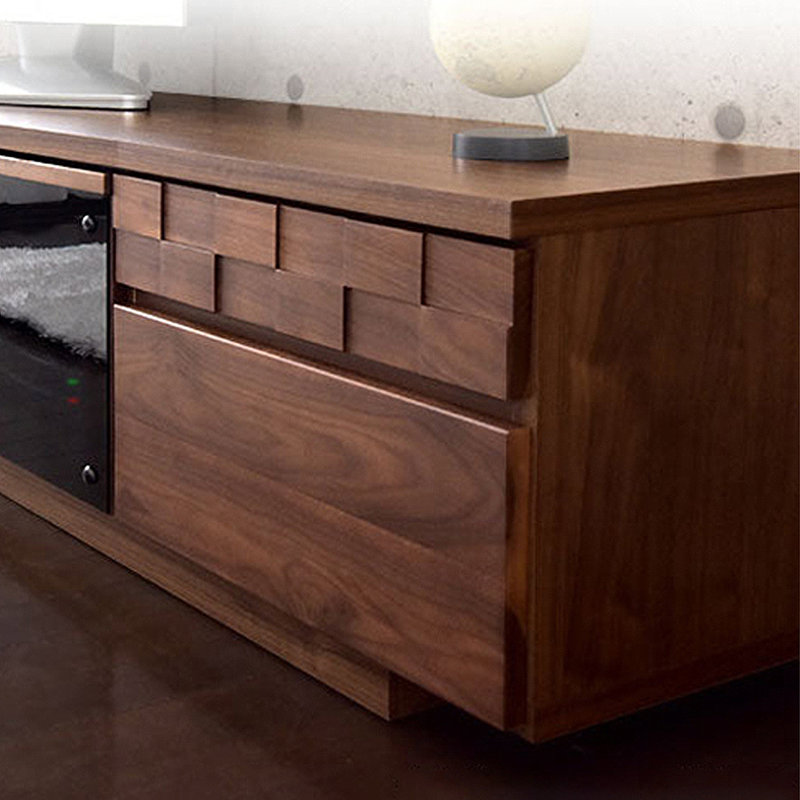 Meuble télé au sol en noyer noir, H 16,53 po x L 82,67 po x l 15,74 po