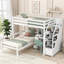 Lit plateforme mezzanine avec rangement pour plusieurs personnes en pin massif blanc et blanc avec bureau et tiroirs séparés