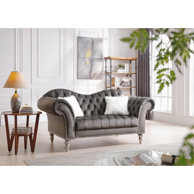 Cozy Dark Gray Traditional Loveseat