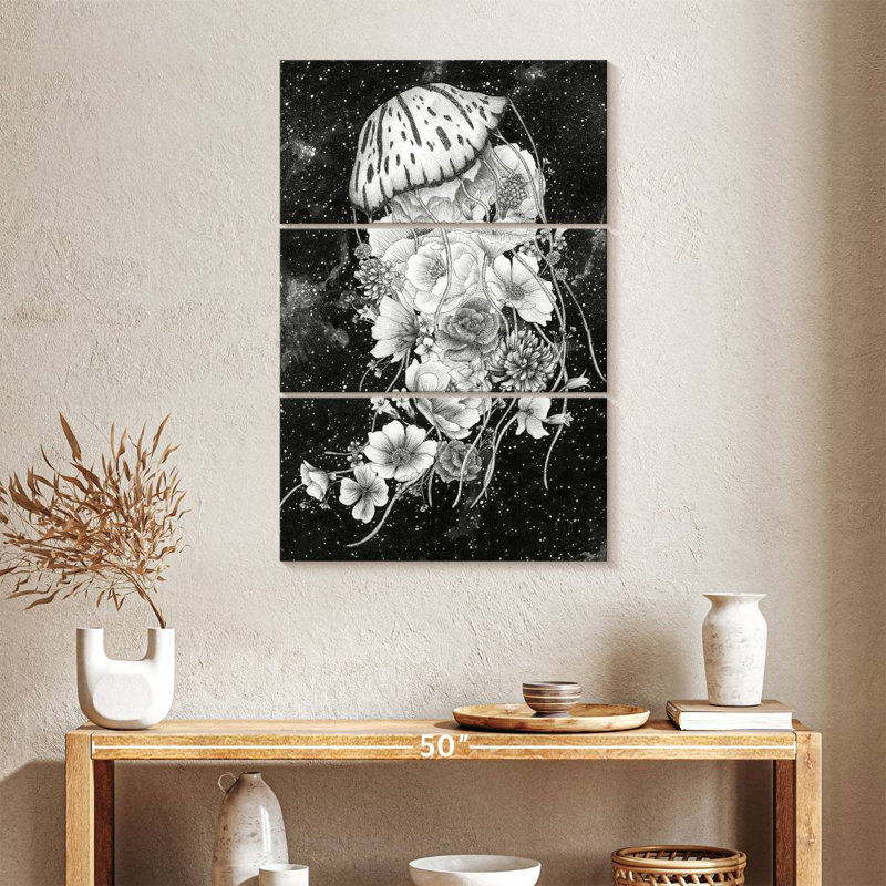 Brampt Magic Ocean Jellyfish BW, 38" H x 24" W
