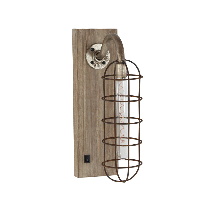 Bryant Metal Battery Operated Geometric Brown Accent Lamp with Included Fixed LED Light