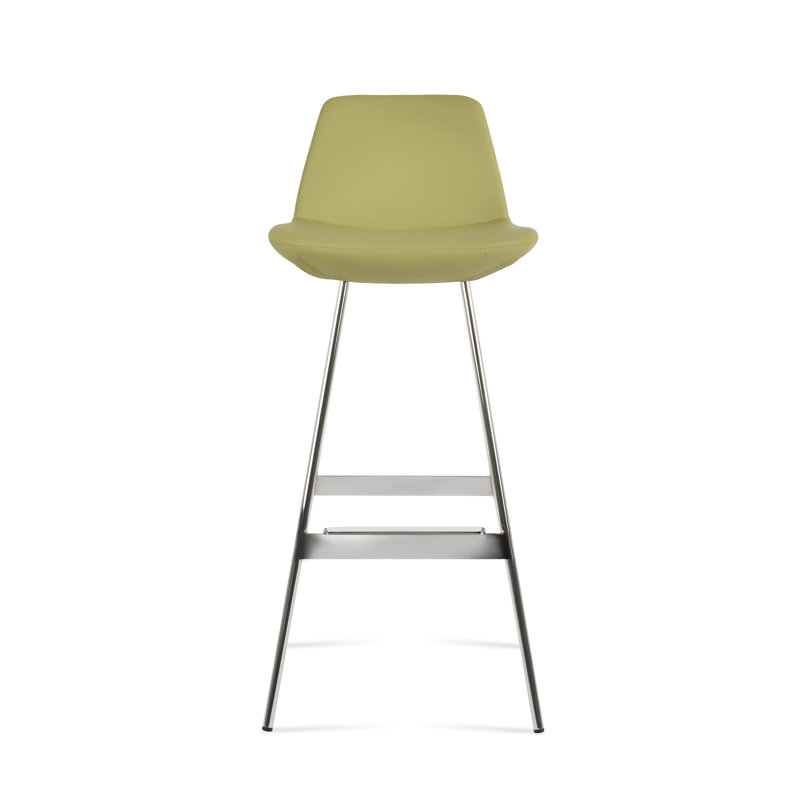 Tabouret Pera Balat, Chrome chrome, Similicuir vert PPM, Tabouret de bar (siège d'une hauteur de 29 po)