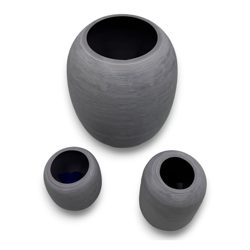 Set of 3 Decorative Handmade Glass Slate Serenity Vase in Grey