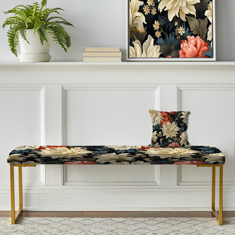 Banc rembourré or, Ornate Damask Legacy