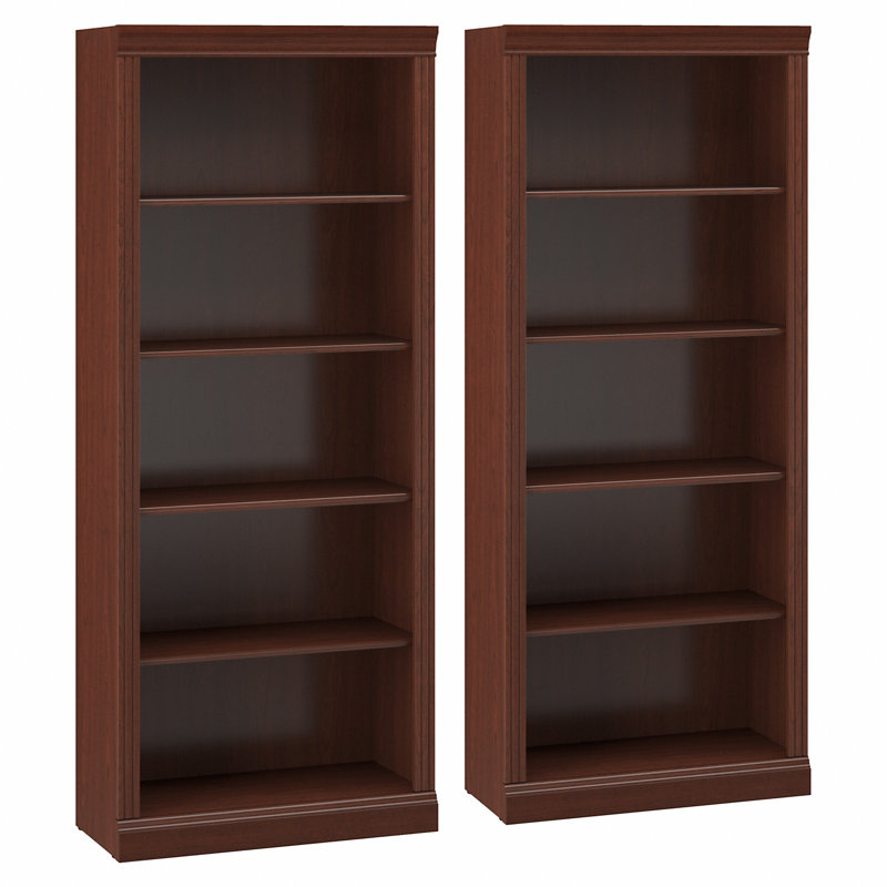 Raker 29" W 5-Tier Standard Bookcase with Adjustable Shelves, Harvest Cherry