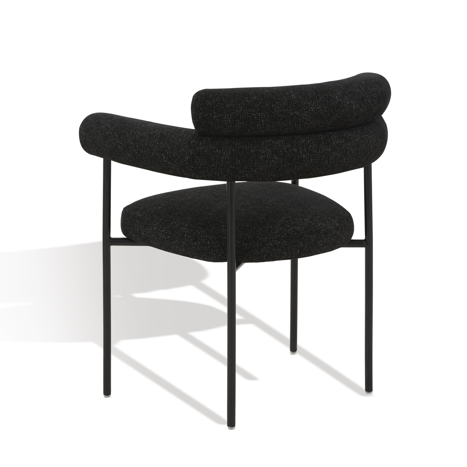 Bellport Dining Chair, Black/White Linen