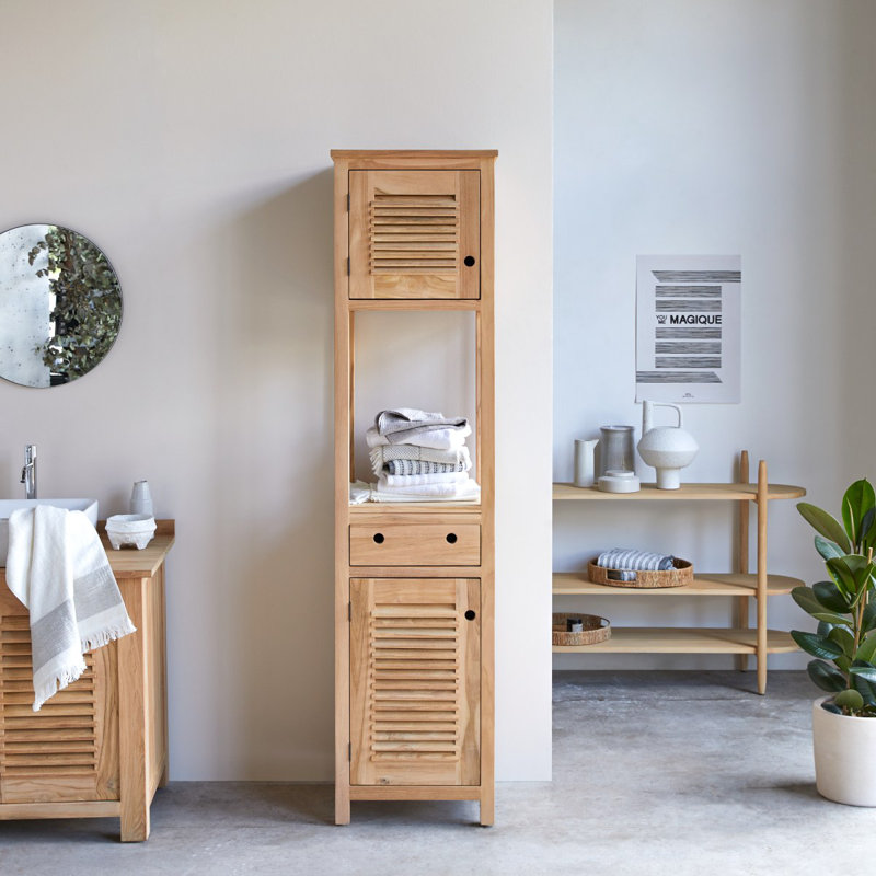 Coline Solid Wood Freestanding Linen Cabinet