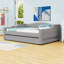Lit de jour rembourré en lin double TG avec éclairage coloré à DEL et gigogne gigogne simple TG-158094488-158094486
