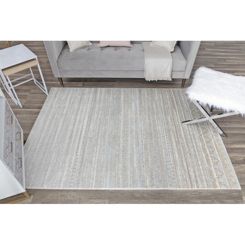 Oriental Misty Blue Area Rug, Rectangle 8' x 10'