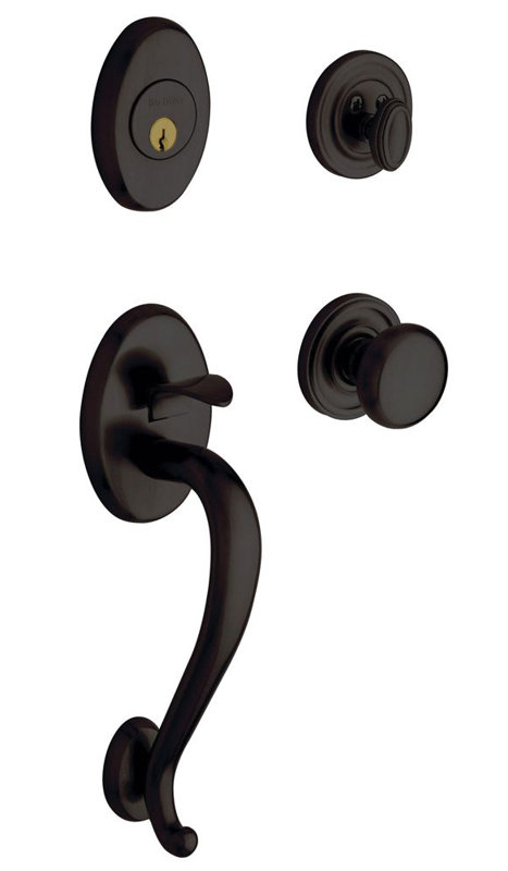Logan Handleset with Single Cylinder Deadbolt and Door Lever and Rosette, Oil Rubbed Bronze, Keyed Different