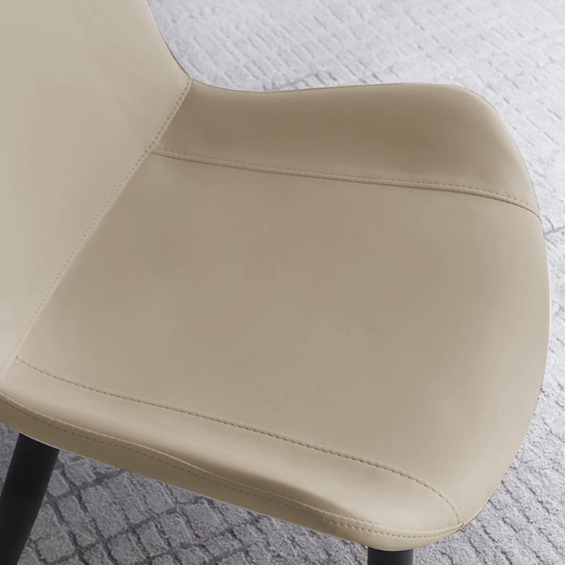 Chaises de salle à manger rembourrées modernes en cuir synthétique avec pieds robustes en métal (ensemble de 6), Tanné
