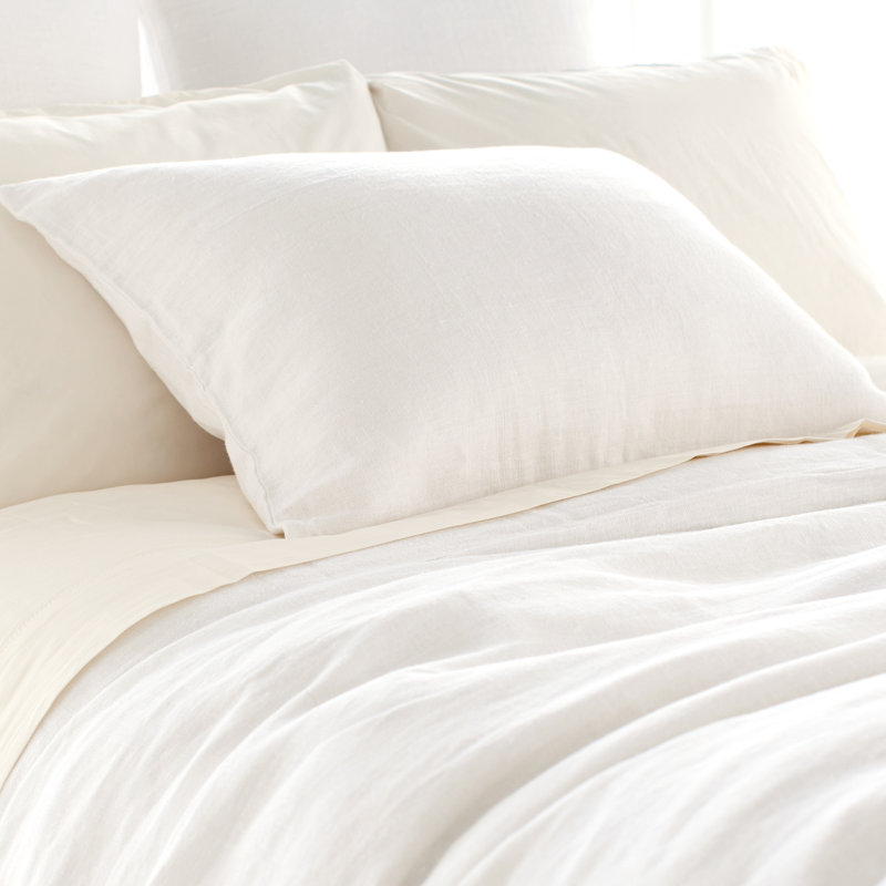 Taie décorative en lin lavé à la pierre, Standard, Blanc