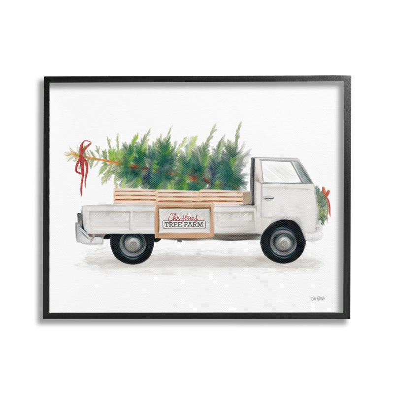 «Christmas Tree Farm Truck Simple Frame» par House Fenway sur, Giclée encadrée noir minuit, H 16 po x l 20 po