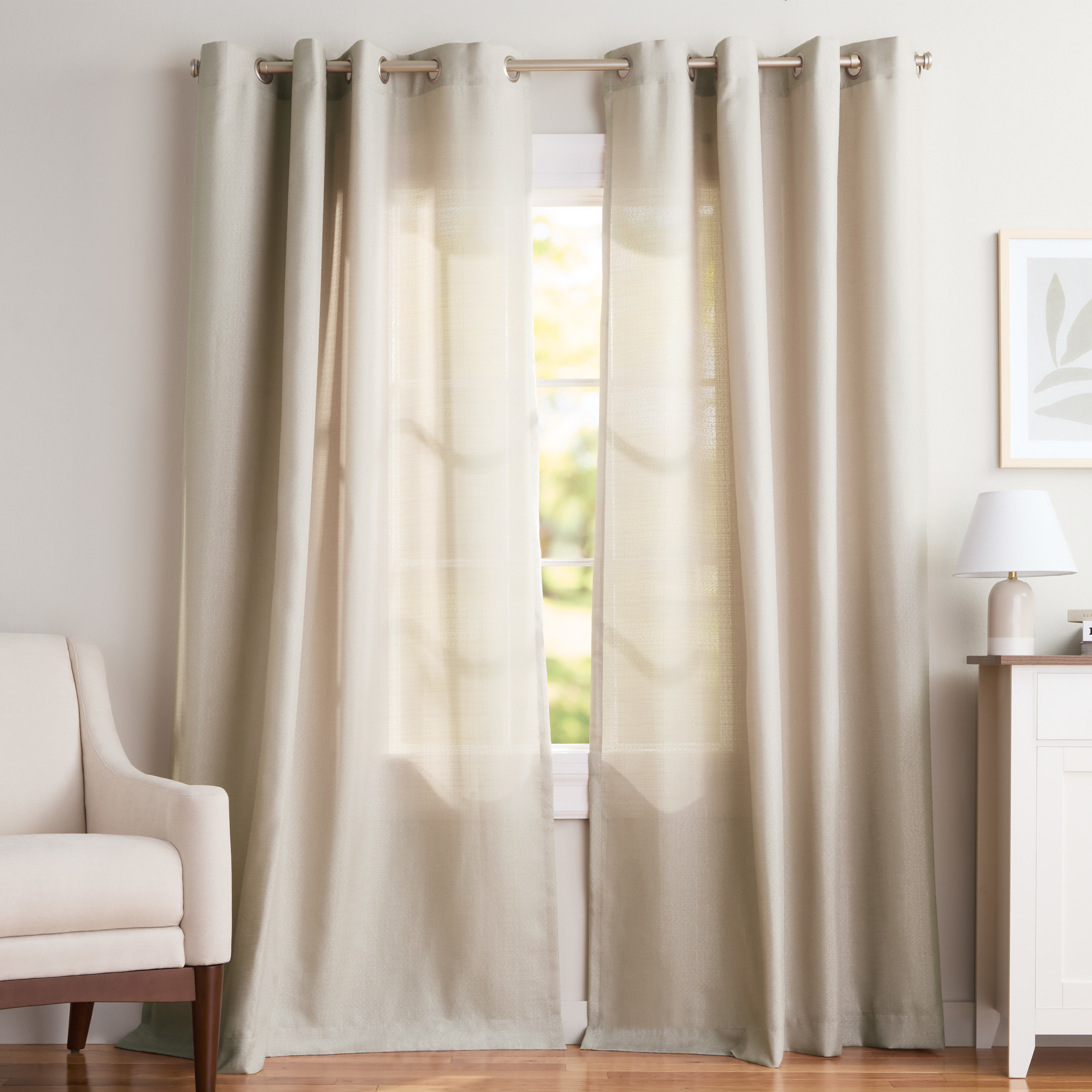 Exclusive Home Loha GT Coppia di Tende con Occhielli in Lino, Poliestere, Perla Nera, 96 Length
