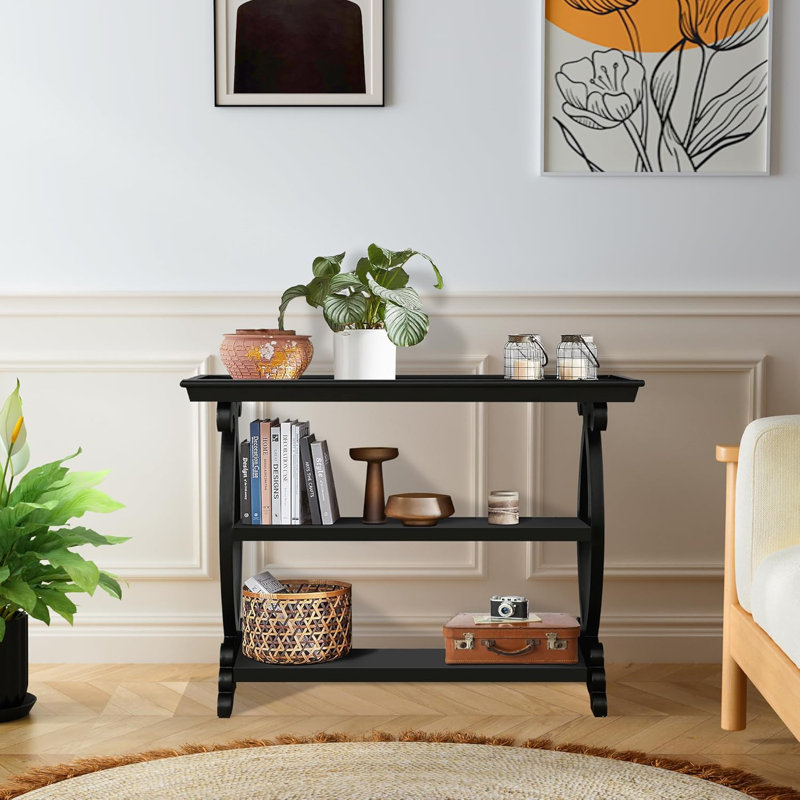 Console 39,37 po Delzora, Noir antique