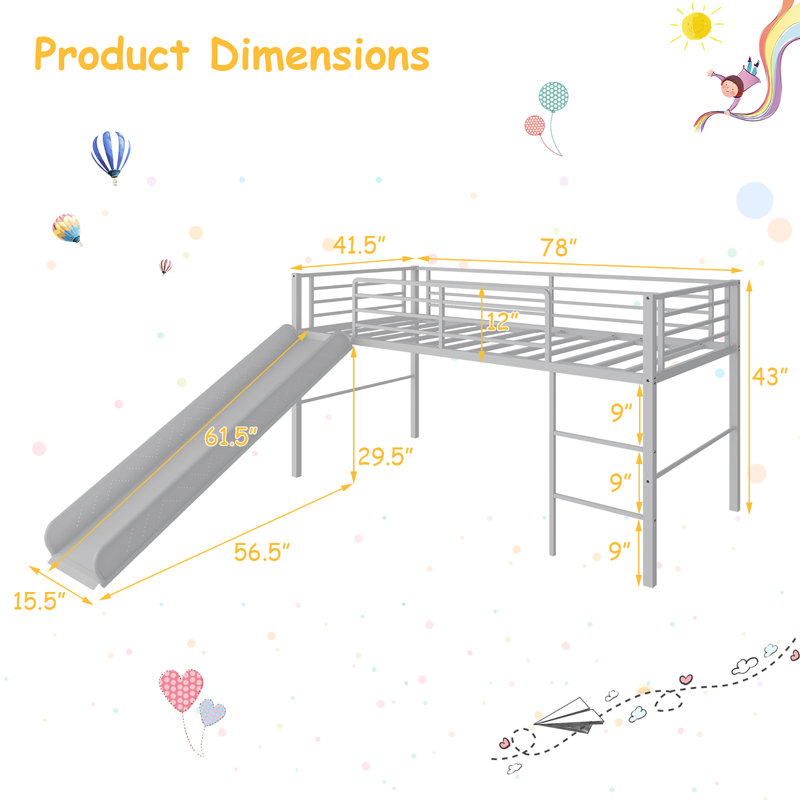 Lit mezzanine simple en acier Chantsong par Isabelle & Max ™, Argent