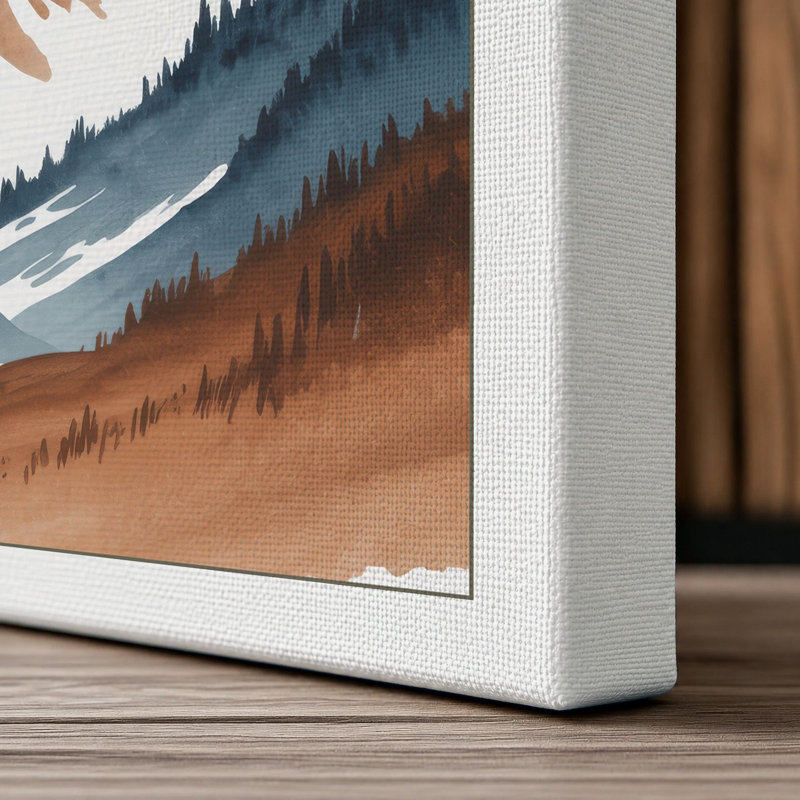Mountain at Dusk Scandinavian - Wrapped Canvas, 18x12 - 45.7 x 30.5 cm, White Border