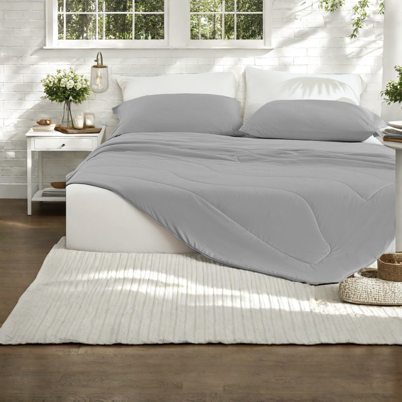 Ensemble de literie Cooling Grey, édredon en nylon pour toutes les saisons