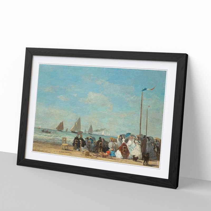 Beach at Trouville Vol.3 by Eugene Boudin - Picture Frame Painting, 27cm H x 36cm W x 2cm D, Black Framed