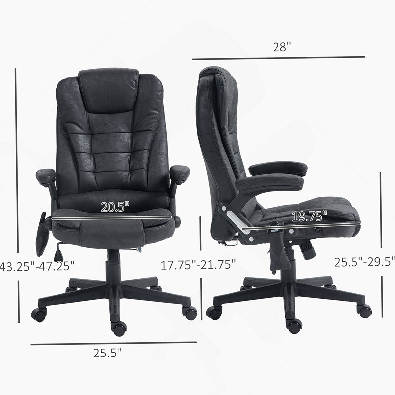 Fauteuil de massage vibrant 6 points avec chaleur lombaire, noir