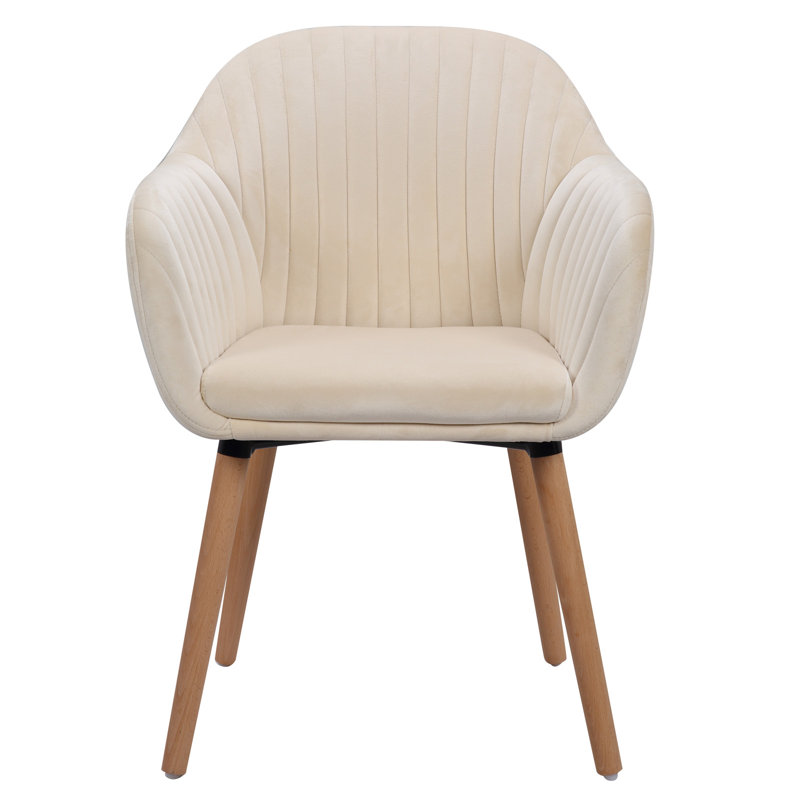 Avila 44cm H Velvet Upholstered Upholstered Back Armchair, Cream
