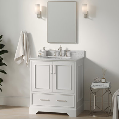 Abshire 31'' Free Standing Single Bathroom Vanity with Carrara Marble Top