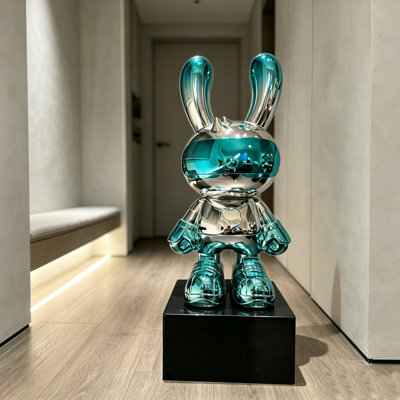 Cyan+Silver Free Form Resin+Plastic Decorative Object