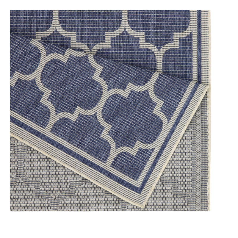 Tapis bleu en polypropylène à motif de treillis 7 pi 10 po x 10 pi 3 po Sunshine Collection