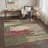 Rustic Abstract Red Green 5' x 7' Rug for Dining Room & Cabin