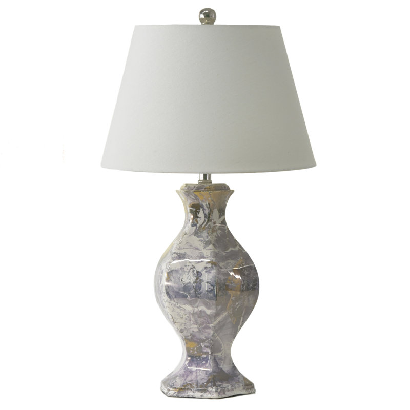 Classic 28" Modern Gloss White with Gold Table Lamp