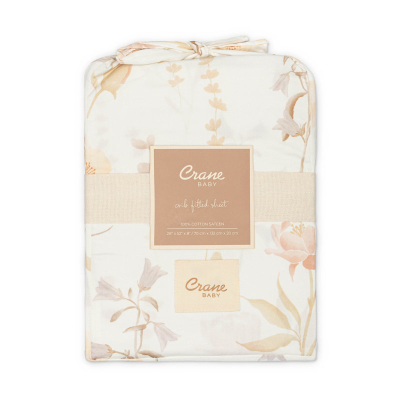 Violet Floral 100% Cotton Sateen Fitted Crib Sheet