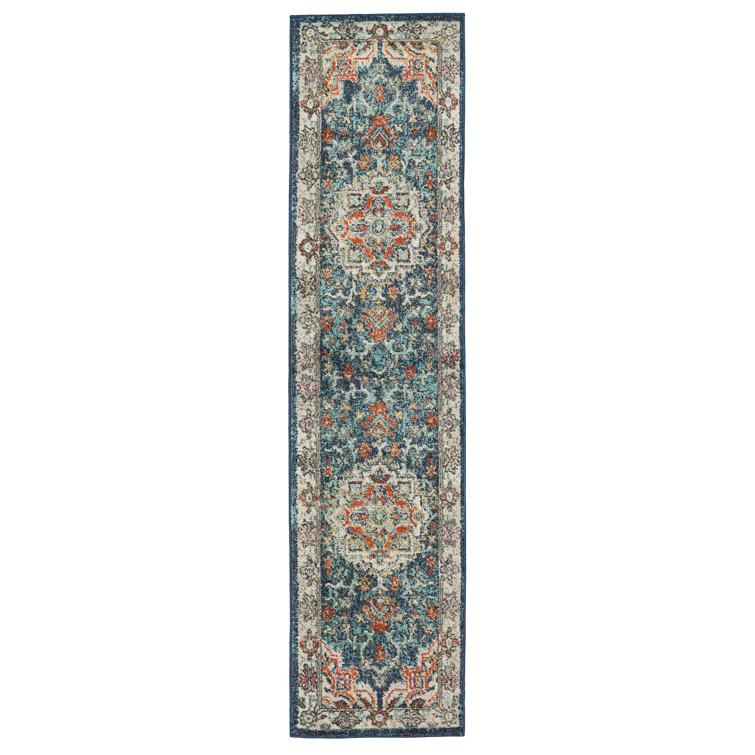 Devonshire Blue Ornamental Medallion Area Rug