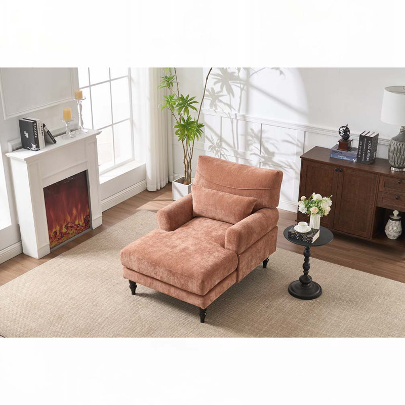 Chaise longue d'intérieur rembourrée, Orange