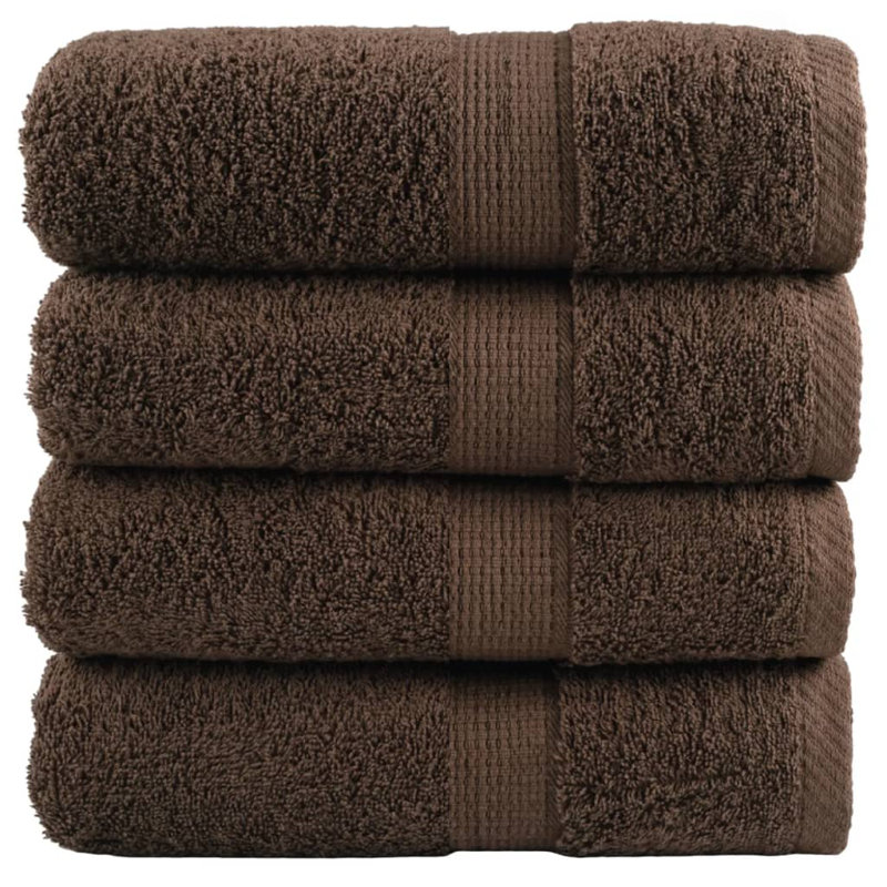 Premium Bath Towels SOLUND 600Gsm, 50cm L x 30cm W, Brown, Hand Towels - 4 Pack